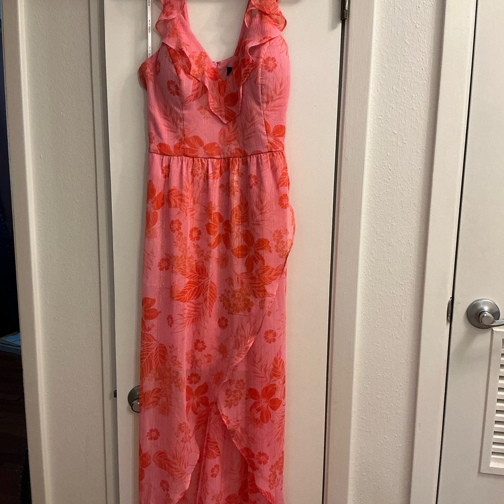Pink and Orange Guess Floral Maxi Dress